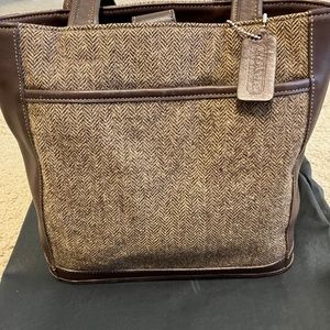 Coach Vintage Leather and Tweed Shoulder Bag